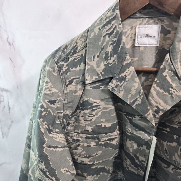 Air Force Camo Jacket Womens 10 Long Med ABU Tiger Stripe Military Digital Top - Picture 2 of 14